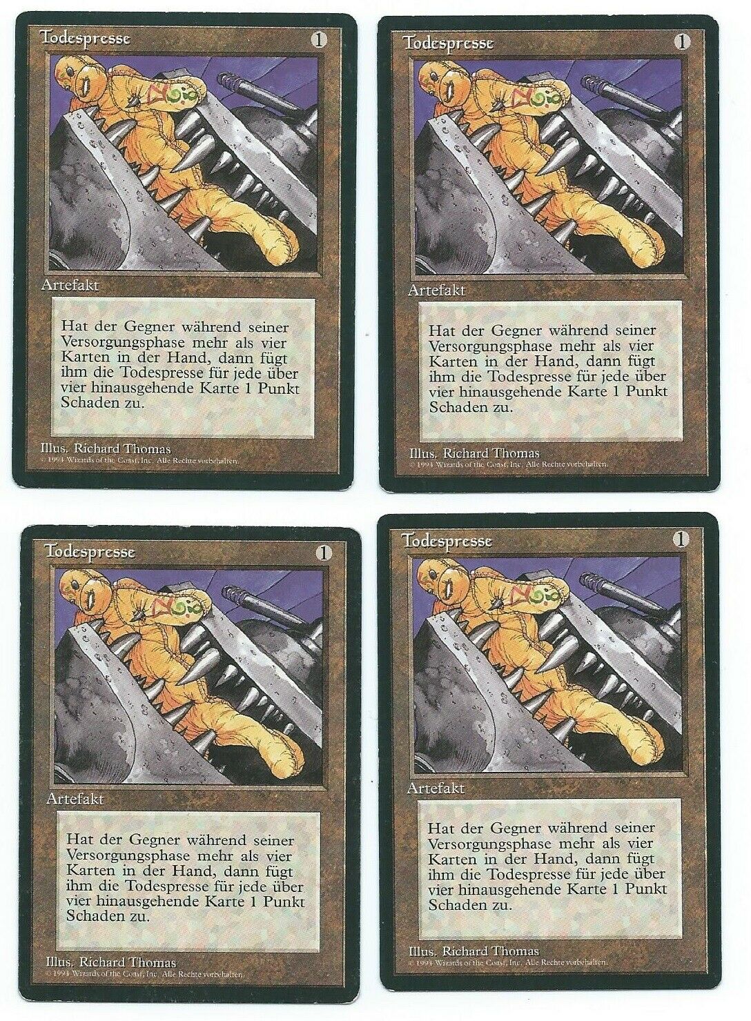 4x Black Vise FBB German | Magic the Gathering | MTG 1st edition Cards