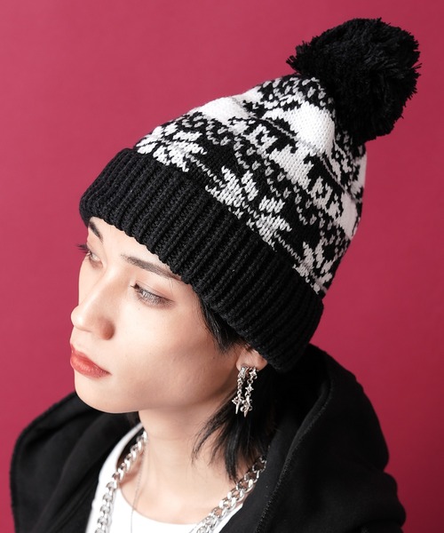 ニット帽 ニットキャップ an meets zakka ノルディック柄ボンボン