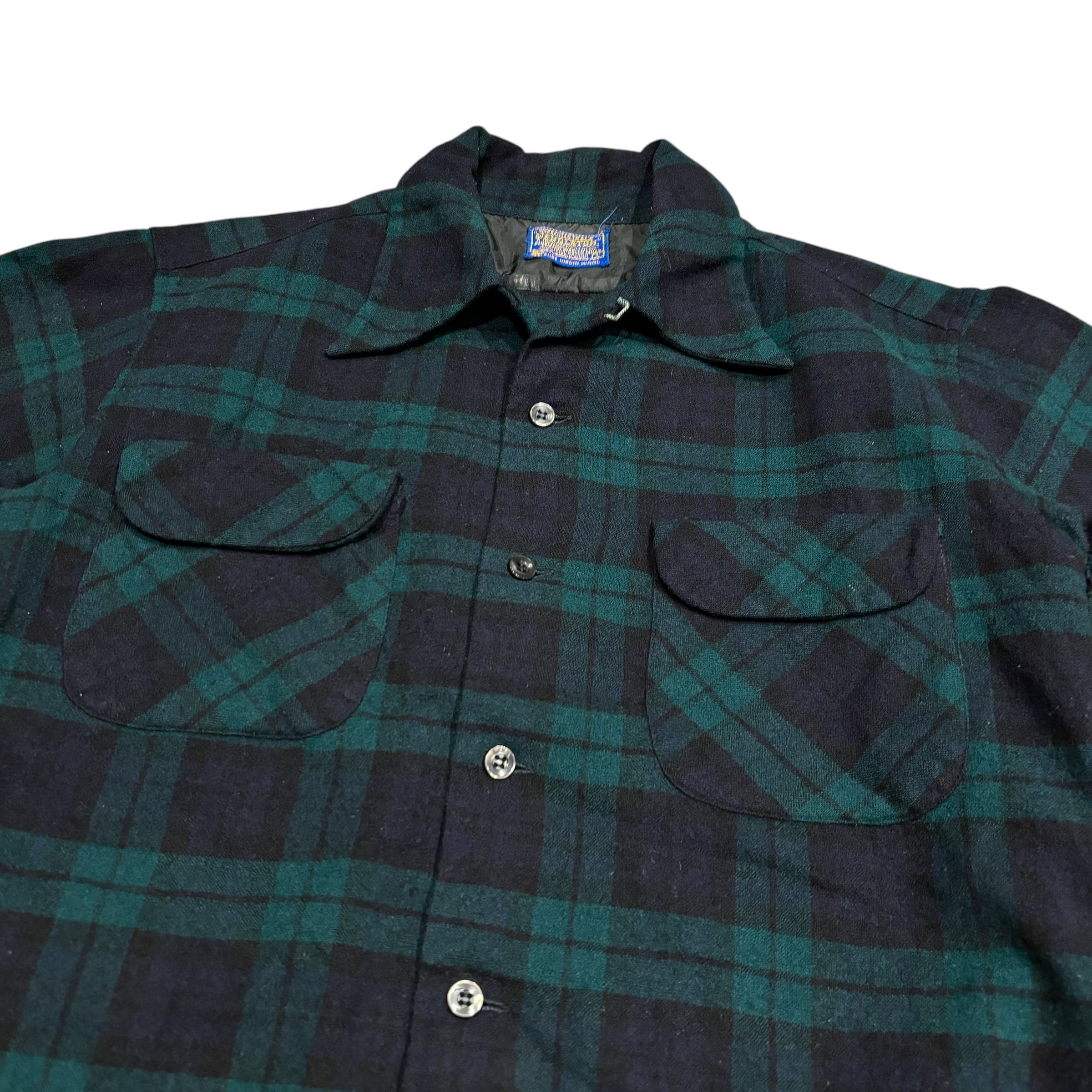 60-70's PENDLETON Wool Board Shirt Blackwatch L / ペンドルトン