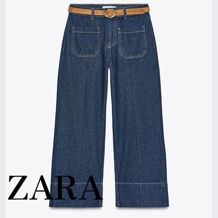 ZARA】JEANS Z1975 WIDE LEG クロップド ハイウエスト ベルト (ZARA
