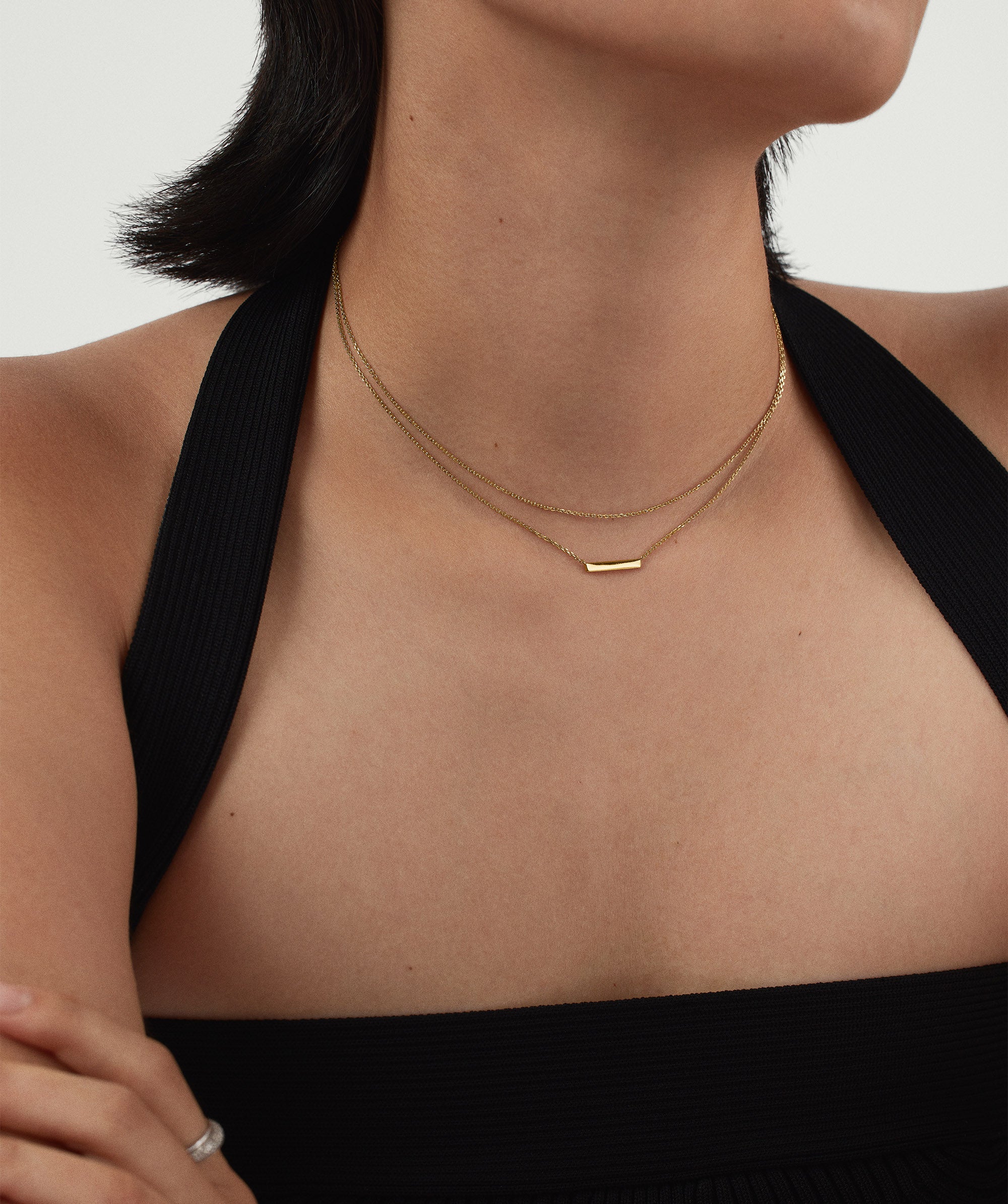 Gold Vermeil Layered Bar Necklace - Modern 18k Gold Over Sterling