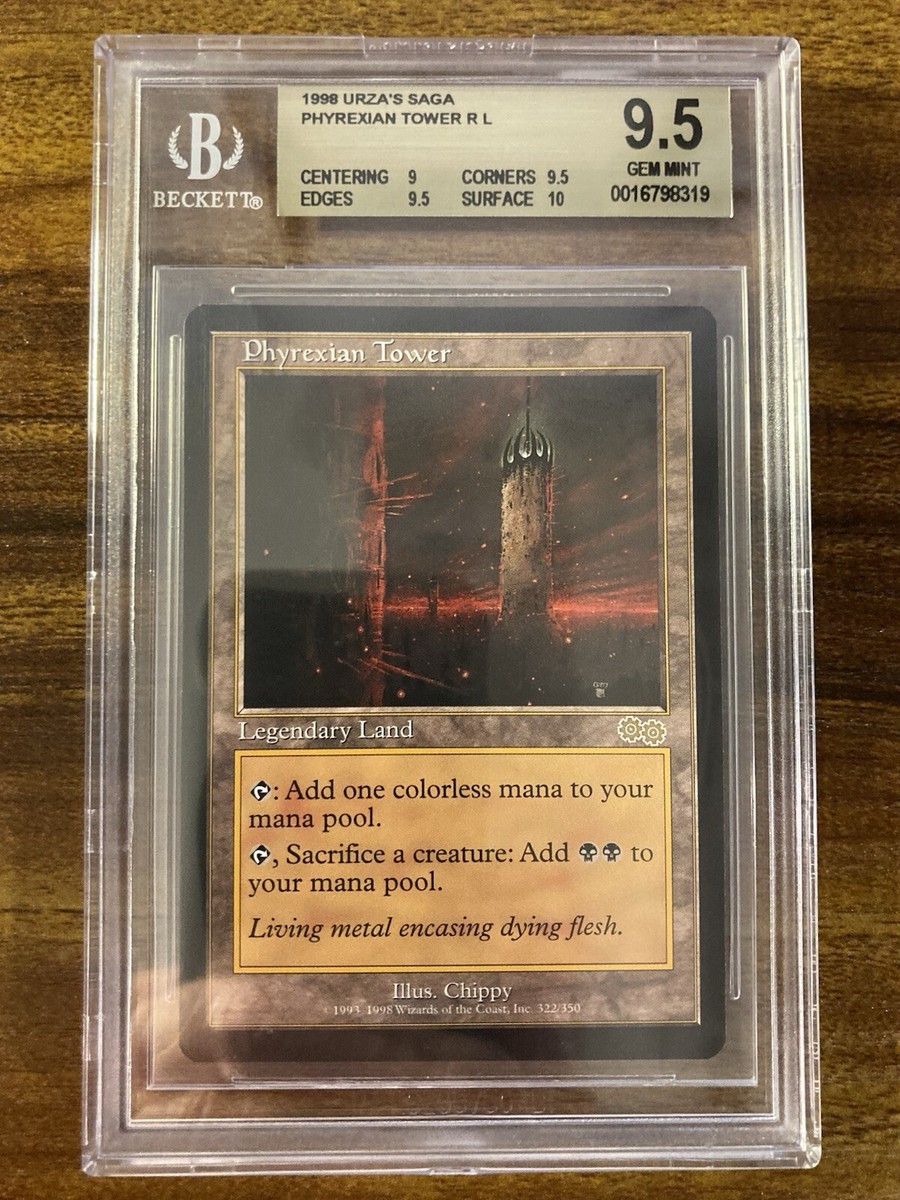 MTG✨PHYREXIAN TOWER✨Urza's Saga BGS 9.5 GEM MINT RARE Land 1998
