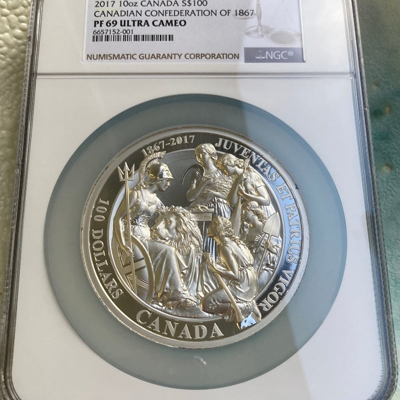 NGC鑑定PF69・100カナダドル版】カナダのウナとライオン 10オンス銀貨