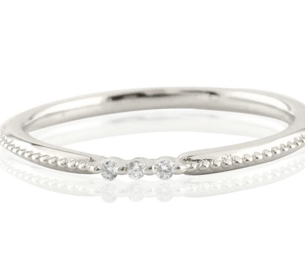 リング レディース k18 ダイヤモンド ホワイトゴールドk18 ミル打ち