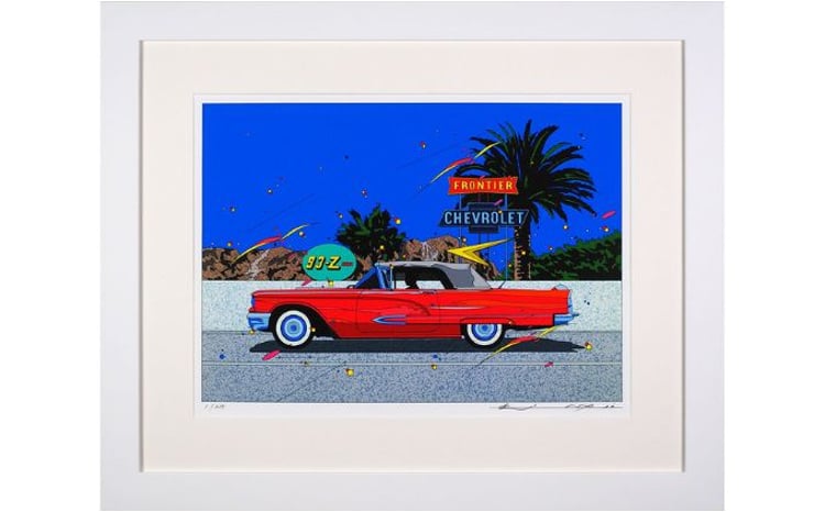 版画 鈴木英人 「フロンティア」 シリアルナンバー入り フレーム付き