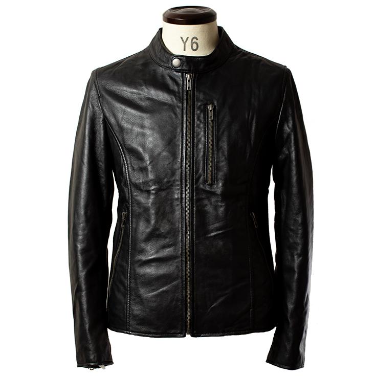 LIUGOO ZERO WASTE 本革 シングルライダースジャケット メンズ