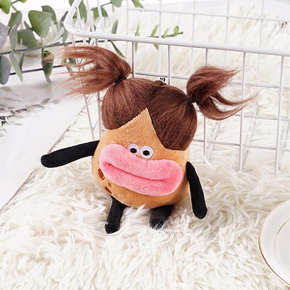 Amazon.co.jp: [LOQDNGN] 面白いポテト人形 キーホルダー 髪を揚げた