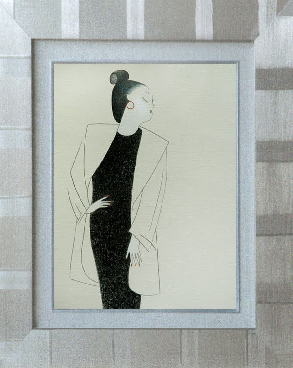 油絵 菅家令子 絵 絵画インテリア額付(銀) F4-081714可 愛い女の子