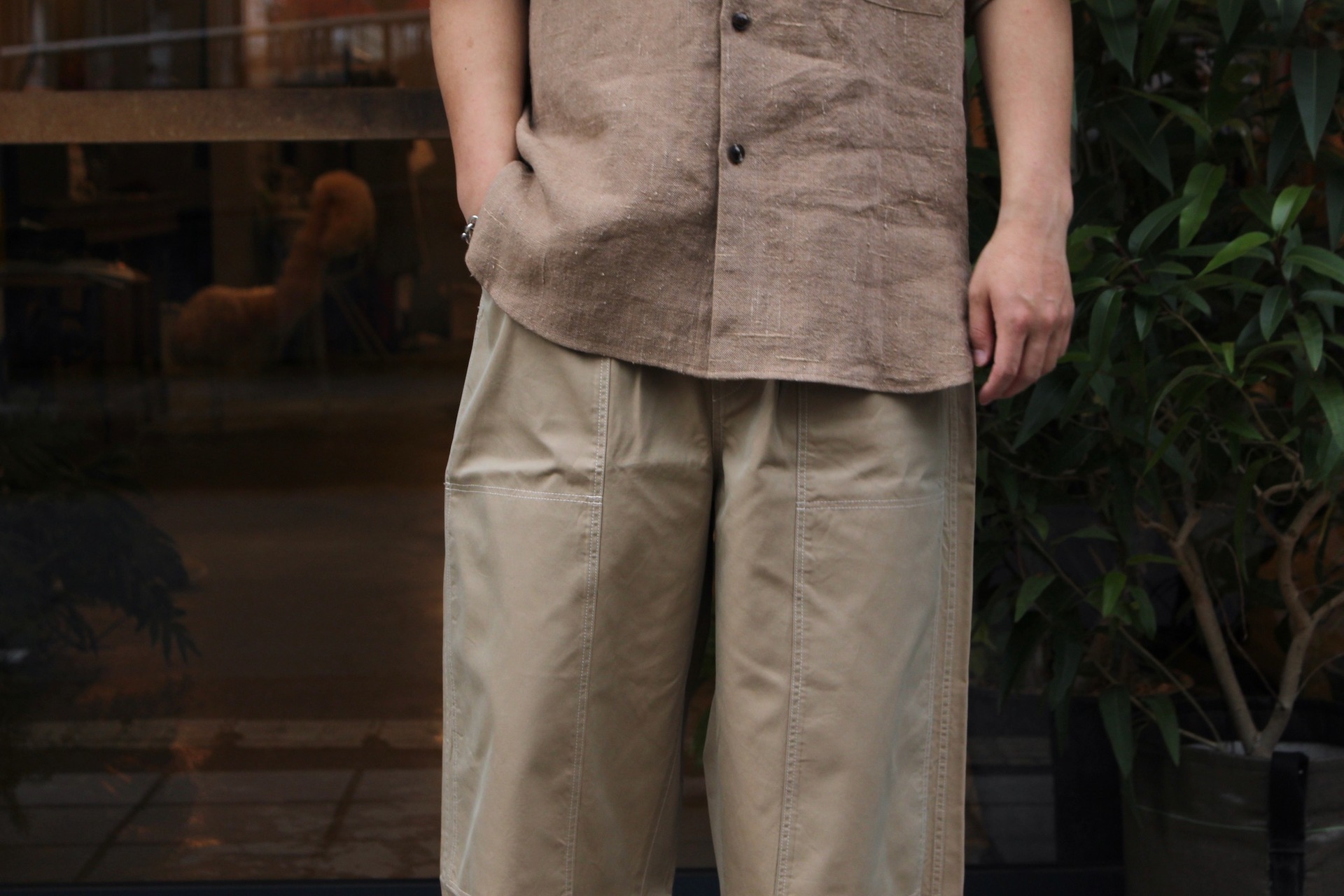 AURALEE - LINEN SILK SUMMER TWEED HALF SLEEVED SHIRTS: VIOLA