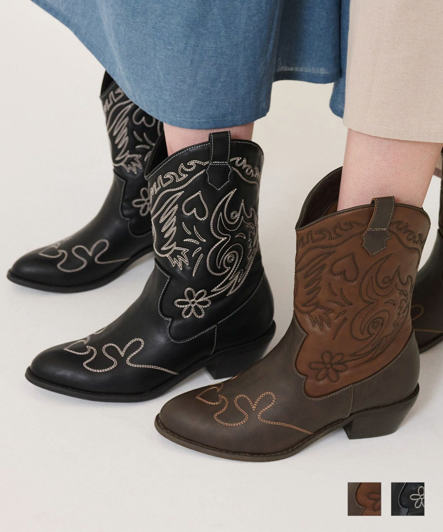 オリジナル刺繍 ウエスタンブーツ TINA：JOJUN 全2色｜tnj913-0785【3】