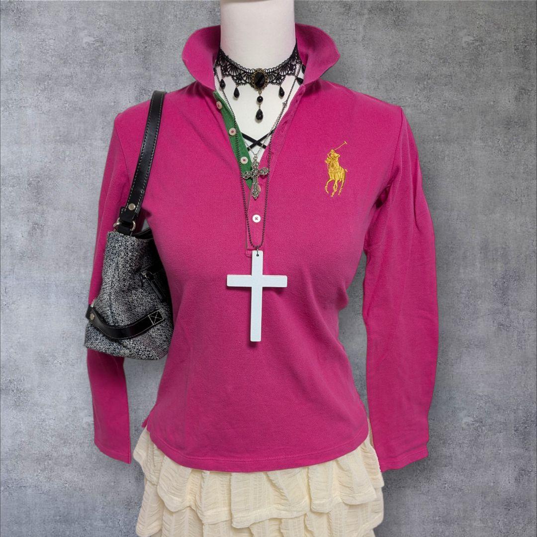 y2k ラルフローレン ピチポロ ビックポニー ピンク 平成ギャル