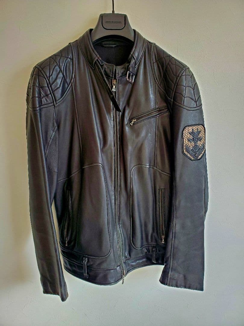 DIESEL 　レザー　シングルライダースジャケット DIESEL（ディーゼル） レザージャケット メンズ ライダースジャケット
