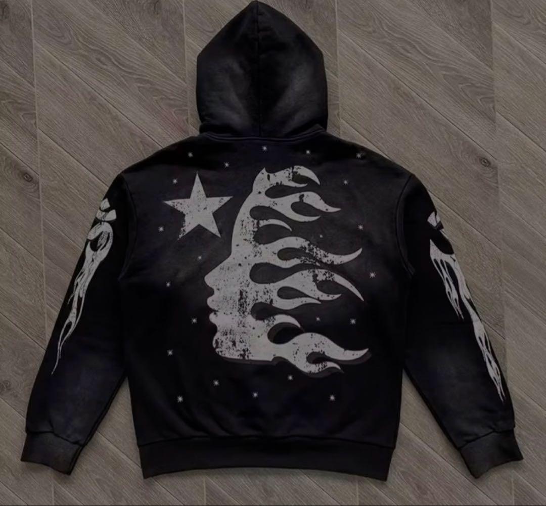 【即日発送】Hellstar ブラック フードパーカー グレー