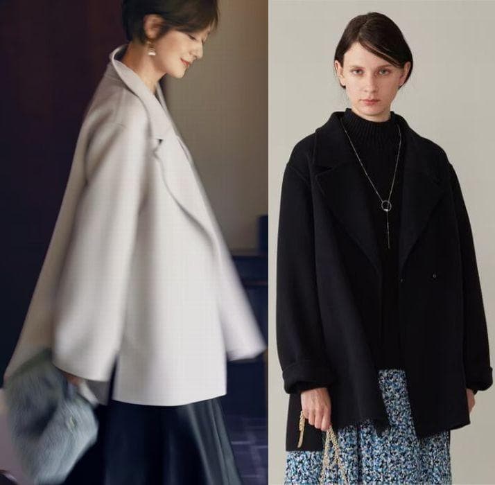 5.5万♡自由区　富岡佳子さん着♡ウールリバーショートコート38♡ブラック