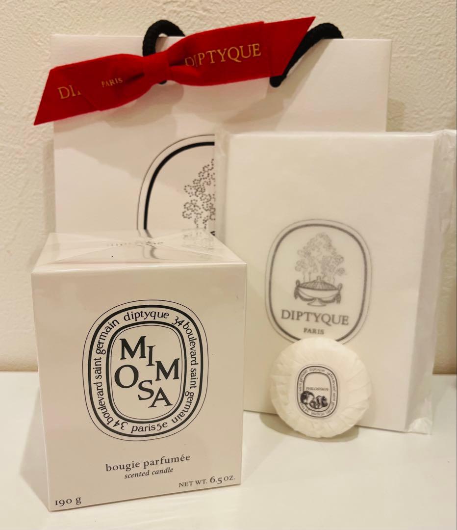 Diptyque キャンドル190g Mimosaノートソープ ショッパー付き