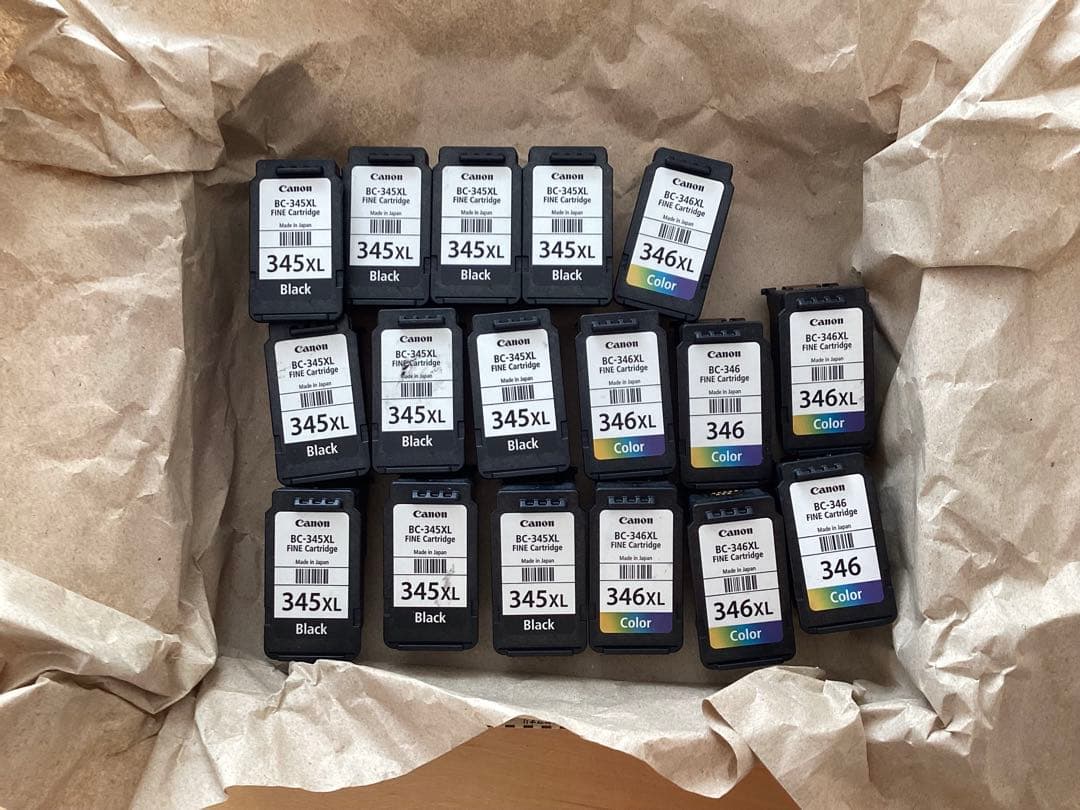 【使用済み】Canon 345XL 346XL インクカートリッジ セット17個 PIXUS CANON FINE カートリッジ BC-345XL ブラック (大容量) BC-346XL