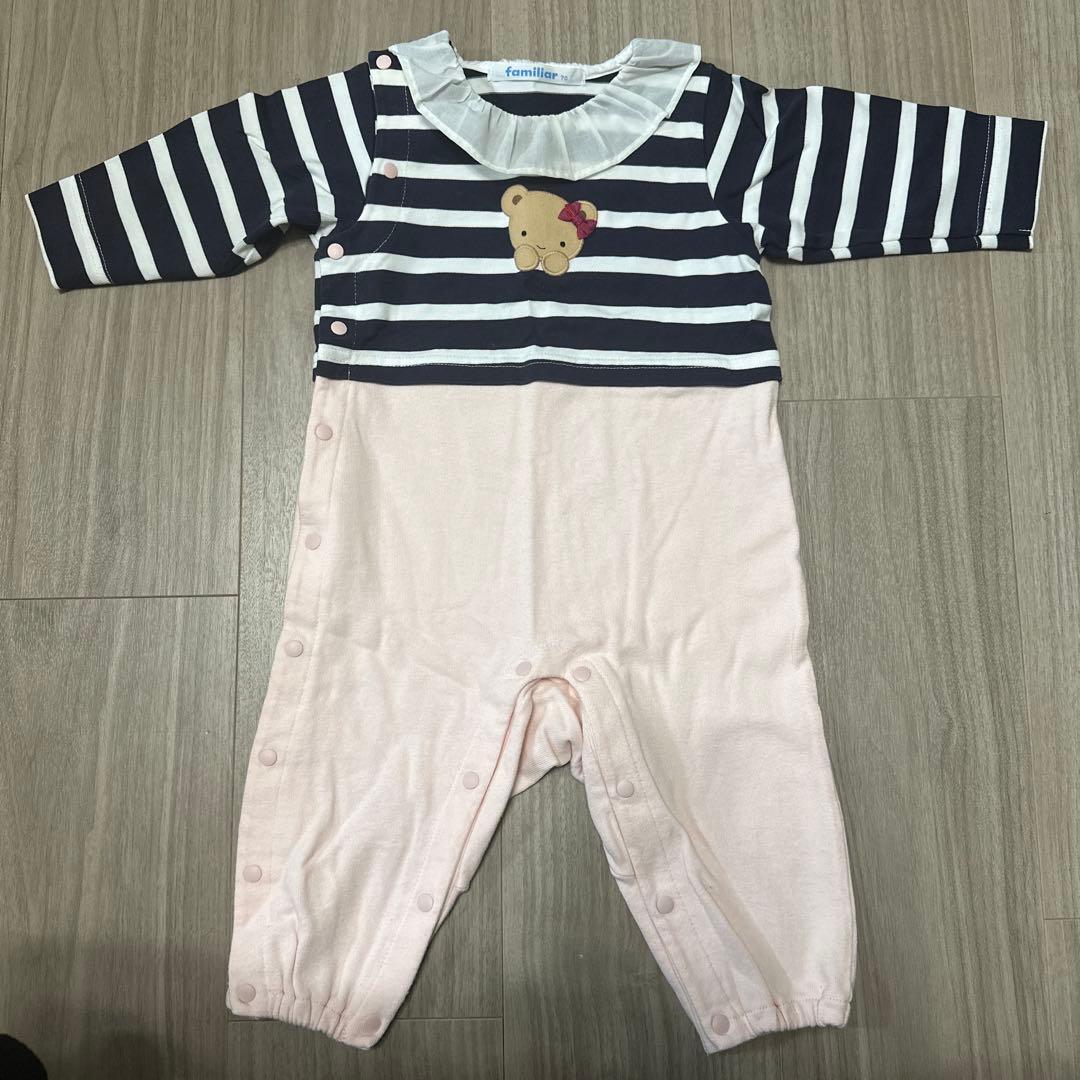 【現行品 美品】familiar カバーオール ロンパース 70 ピンク