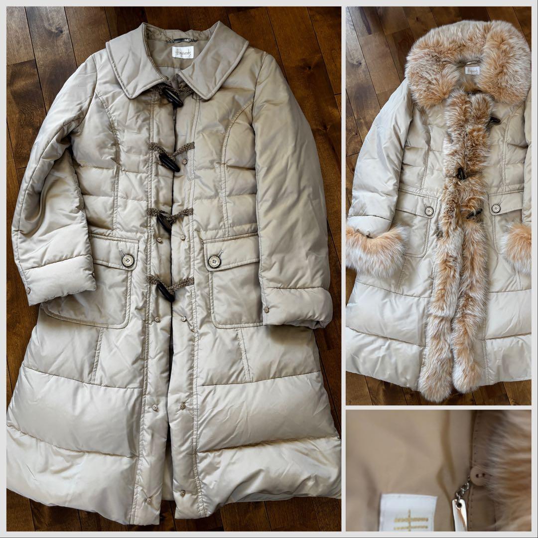 Harrodsフォックスファー Mダウンコートファー部分取り外し可能マルチway