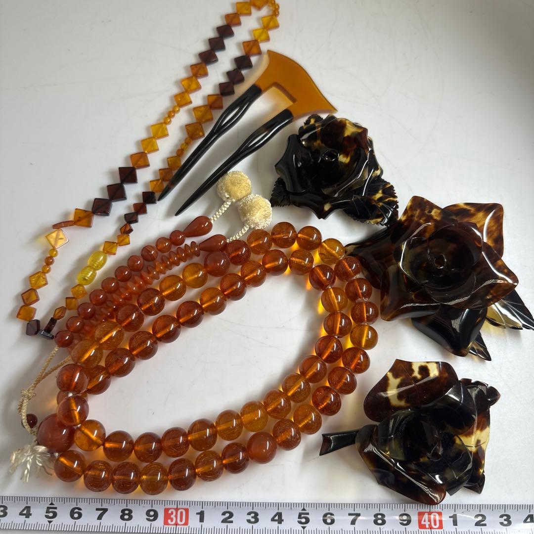 本鼈甲・琥珀　アクセサリー　132g タエチ　東な8-0110☆2F