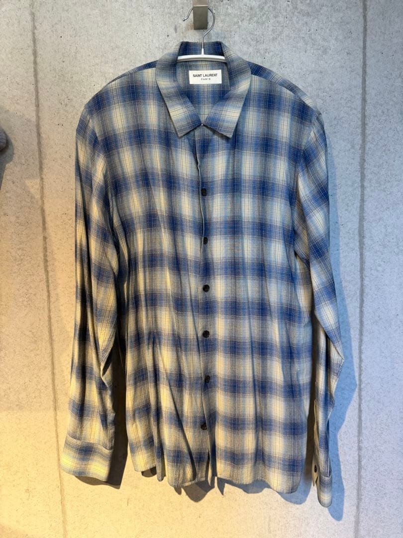タイムセールSAINT LAURENT チェック柄 長袖シャツ オンブレ
