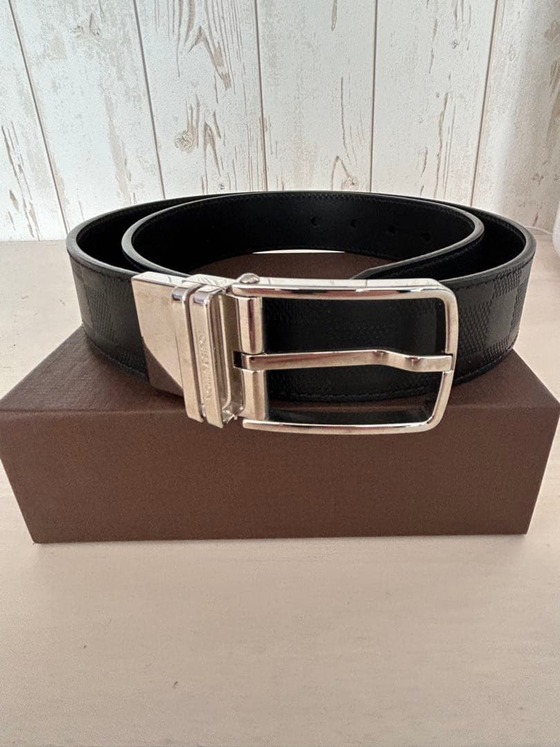 Louis Vuitton ダミエ　ブラックレザーベルト