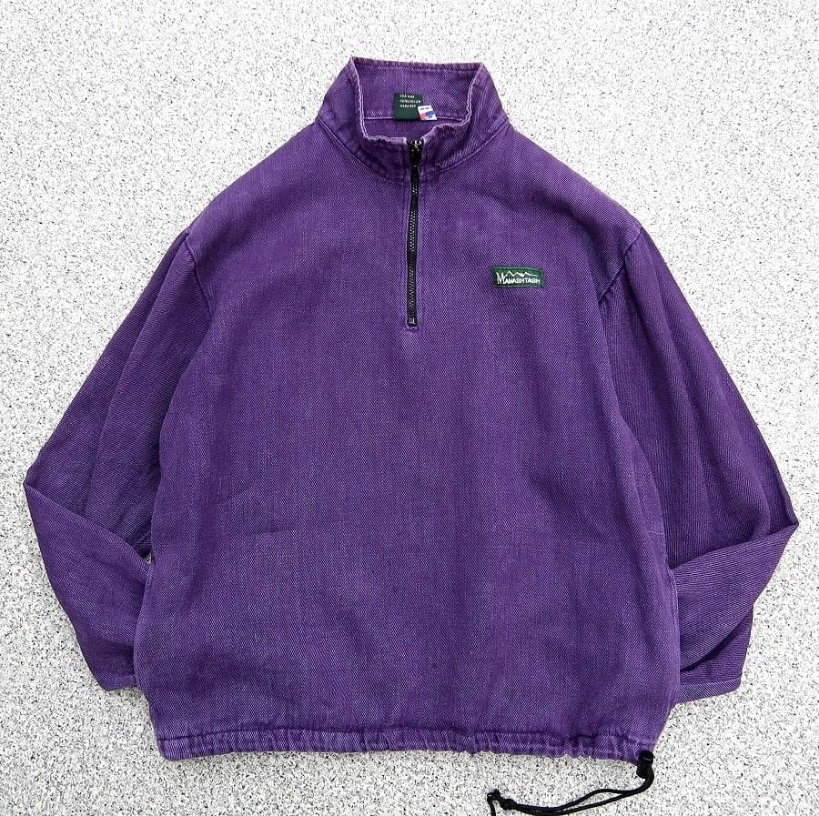 希少 初期 90s USA製 マナスタッシュ ヘンプ ハーフジップ ジャケット