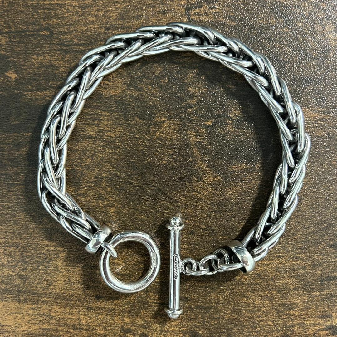 メキシコ タスコ製 シルバー925 編み込みチェーンブレスレット マンテル