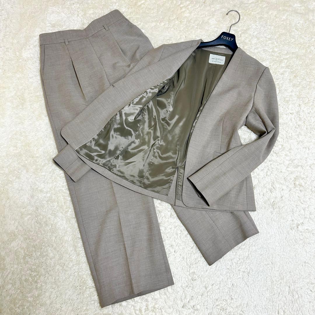 グリーンレーベルリラクシング ノーカラー パンツスーツ 洗濯可 セットアップ 楽天市場】パンツスーツ（ブランドユナイテッドアローズ グリーン