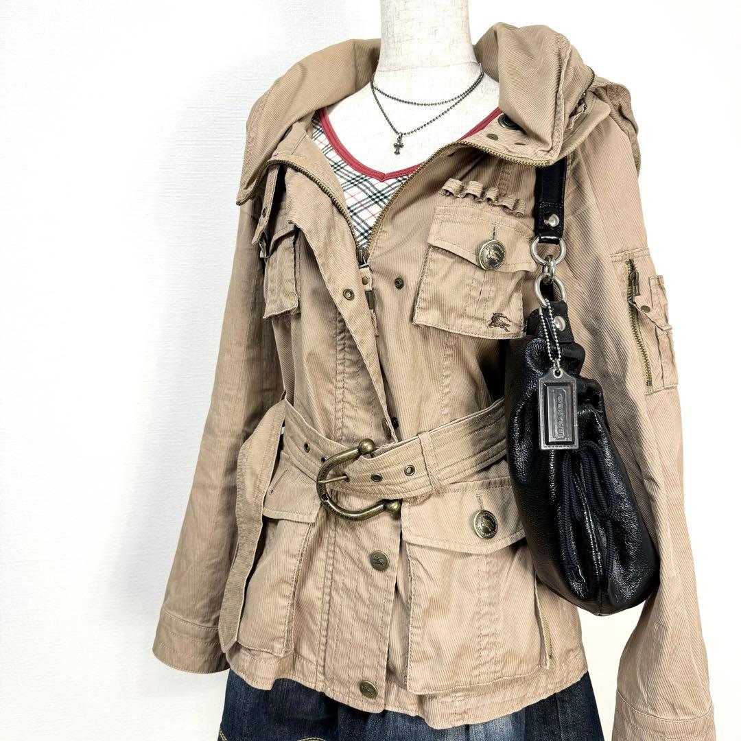 y2k✨️ BURBERRY BLUE LABEL ロゴ ミリタリー ジャケット