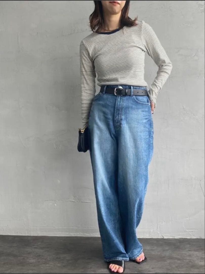 【美品】YANUK ヤヌークJOANルーズストレート 25 FVB 股下65