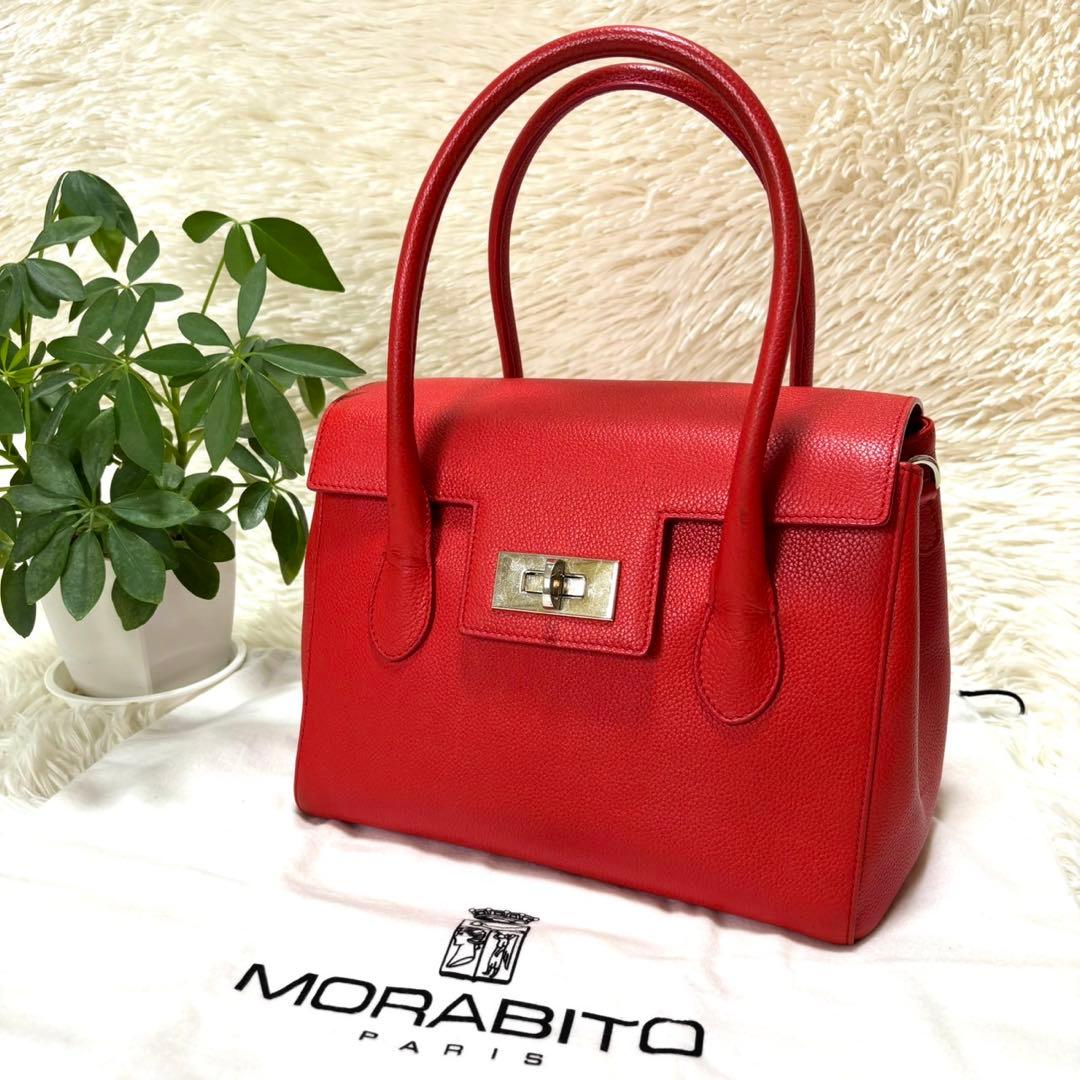 【美品】MORABITO モラビト　ミリー　ハンドバッグ　レッド