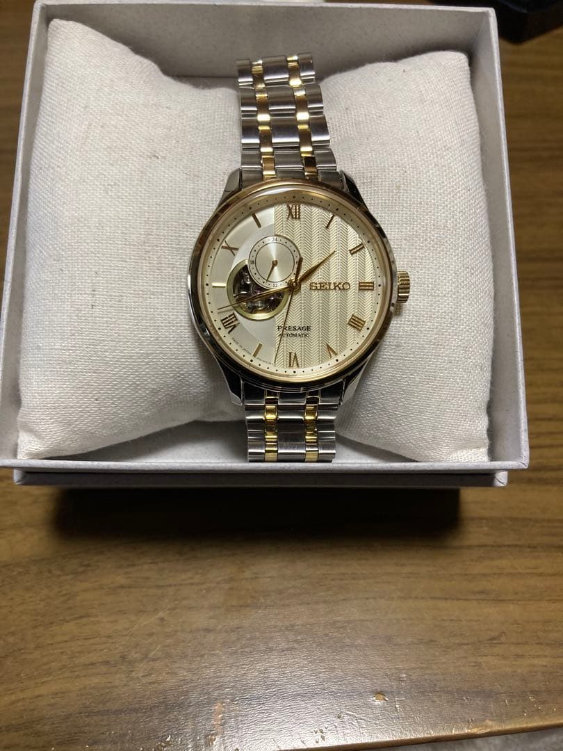 SEIKO 自動巻き時計 オープンハート ゴールド/シルバー(森)