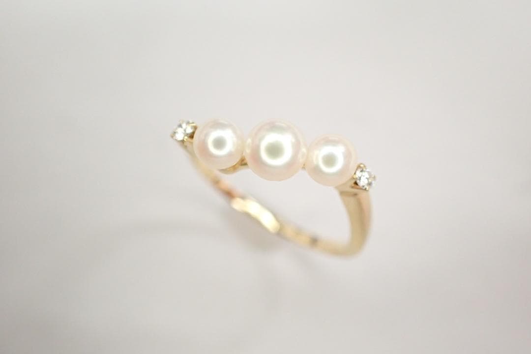 36/美品 ミキモト K18 真珠 ベビーパール約3.6-4.3 リング 指輪