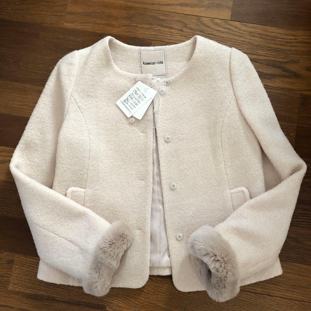 新品　アプワイザーリッシェ　ショートコート　ファー Apuweiser-riche - アプワイザーリッシェ ファー付きショートコート