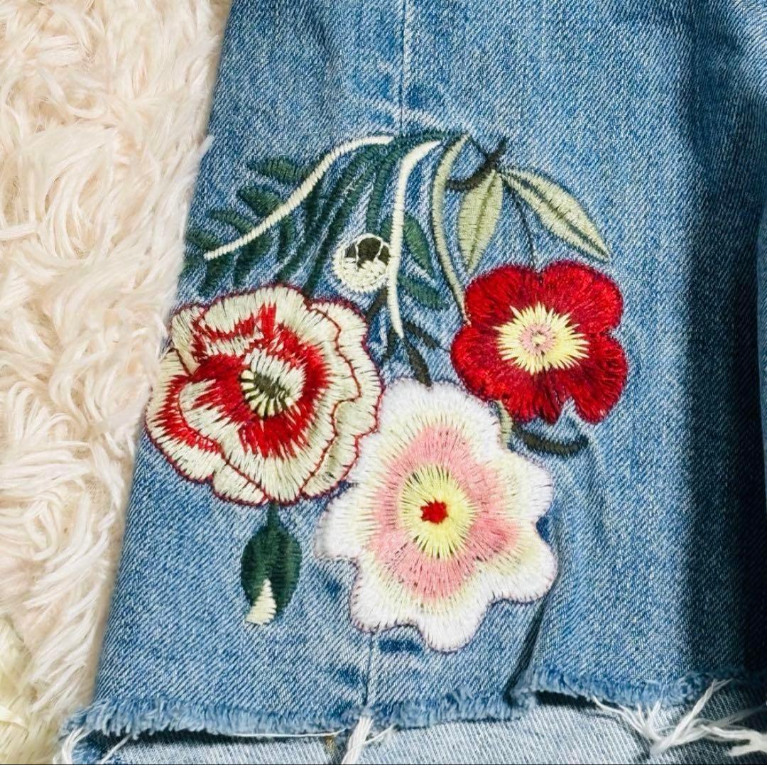 ZARAザラスカート&半袖ニット2点まとめ売り花柄 フラワー刺繍 【M