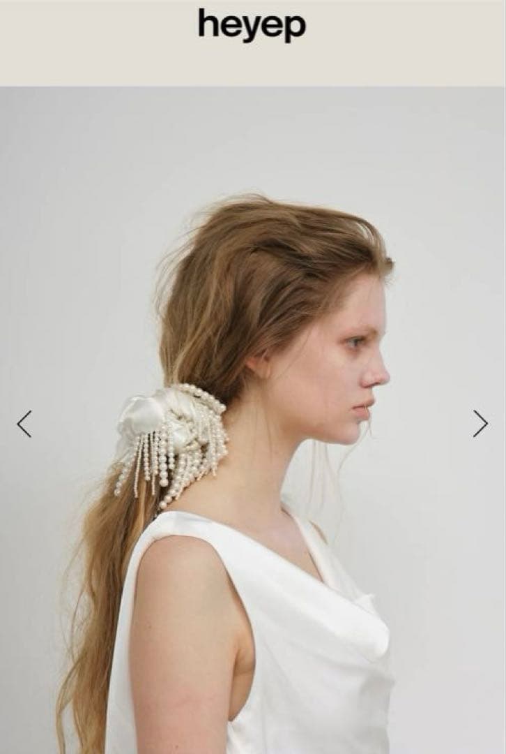 ヘアアクセサリー heyep silk beaded fringe scrunchie