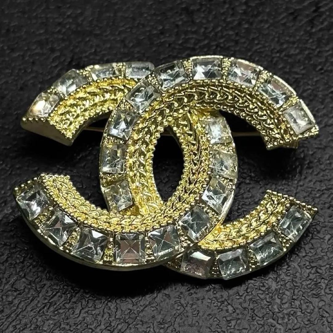 希少✨CHANEL Cocomark Bijou Crystal Brooch Brooch - Metal, resin, glass pearls & strass, gold, pink, pearly