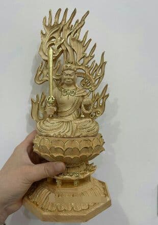 【修縁堂】密教 真言宗 不動明王 切金 木彫り 仏師彫り 仏教工芸品