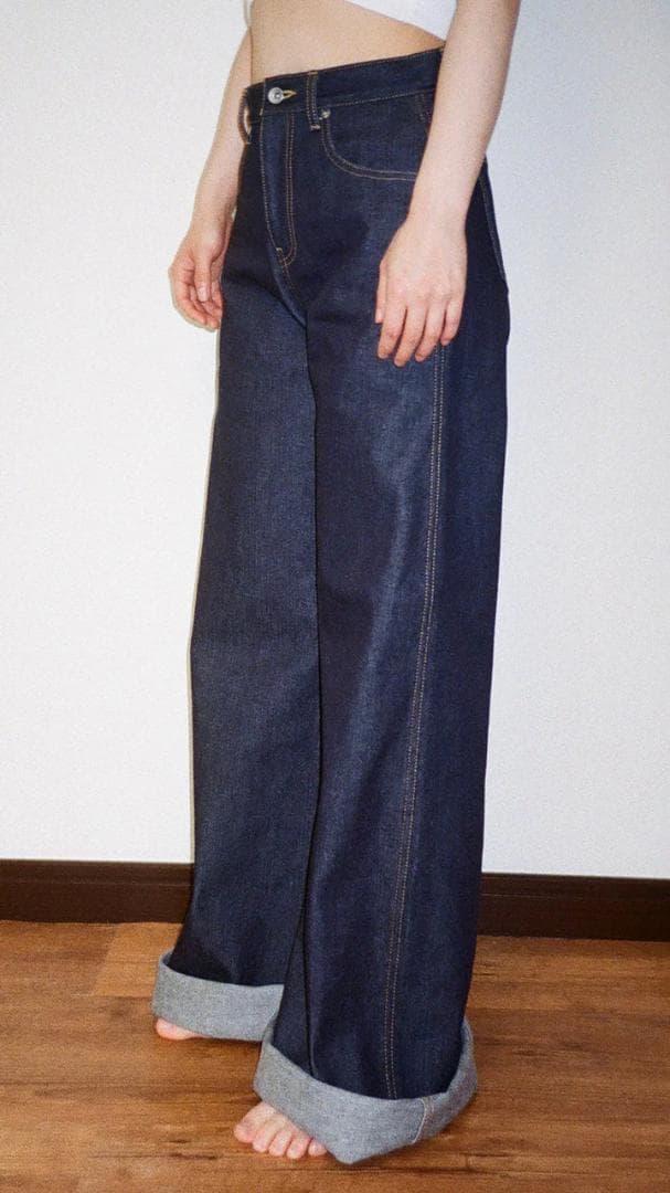 パンツ pan denim baggy roll pants edit for lulu